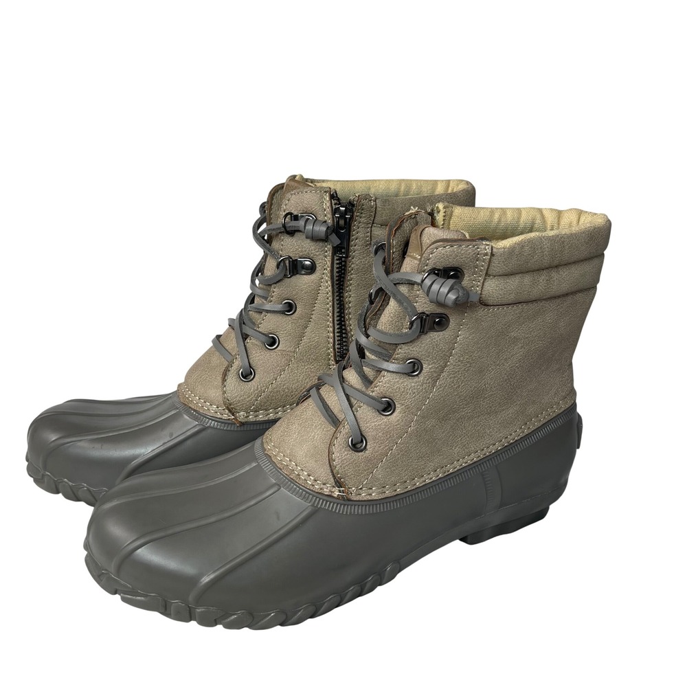 Nautica‎ Women's Waterproof Duck Boots Taupe Zip Lace Up Size 11